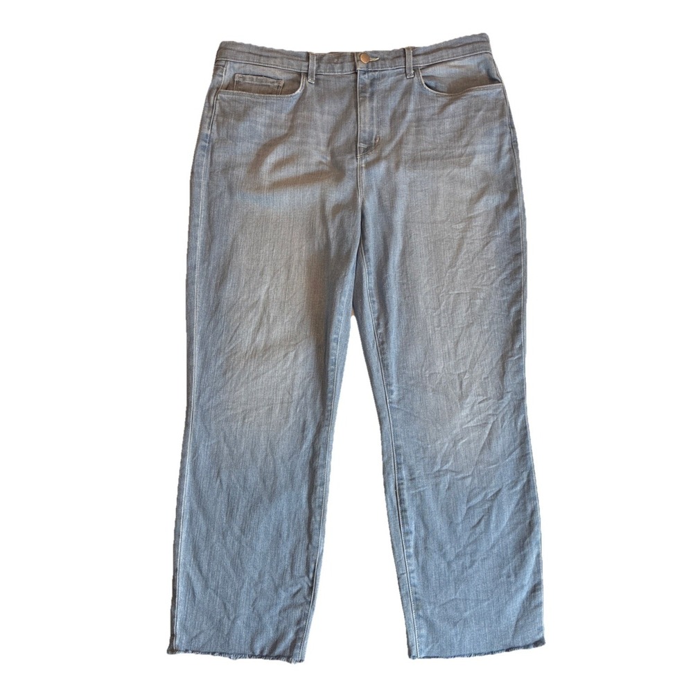 L'Agence Sada Women's 32 Crop Light Wash Cotton Straight Denim Raw Hem Jeans